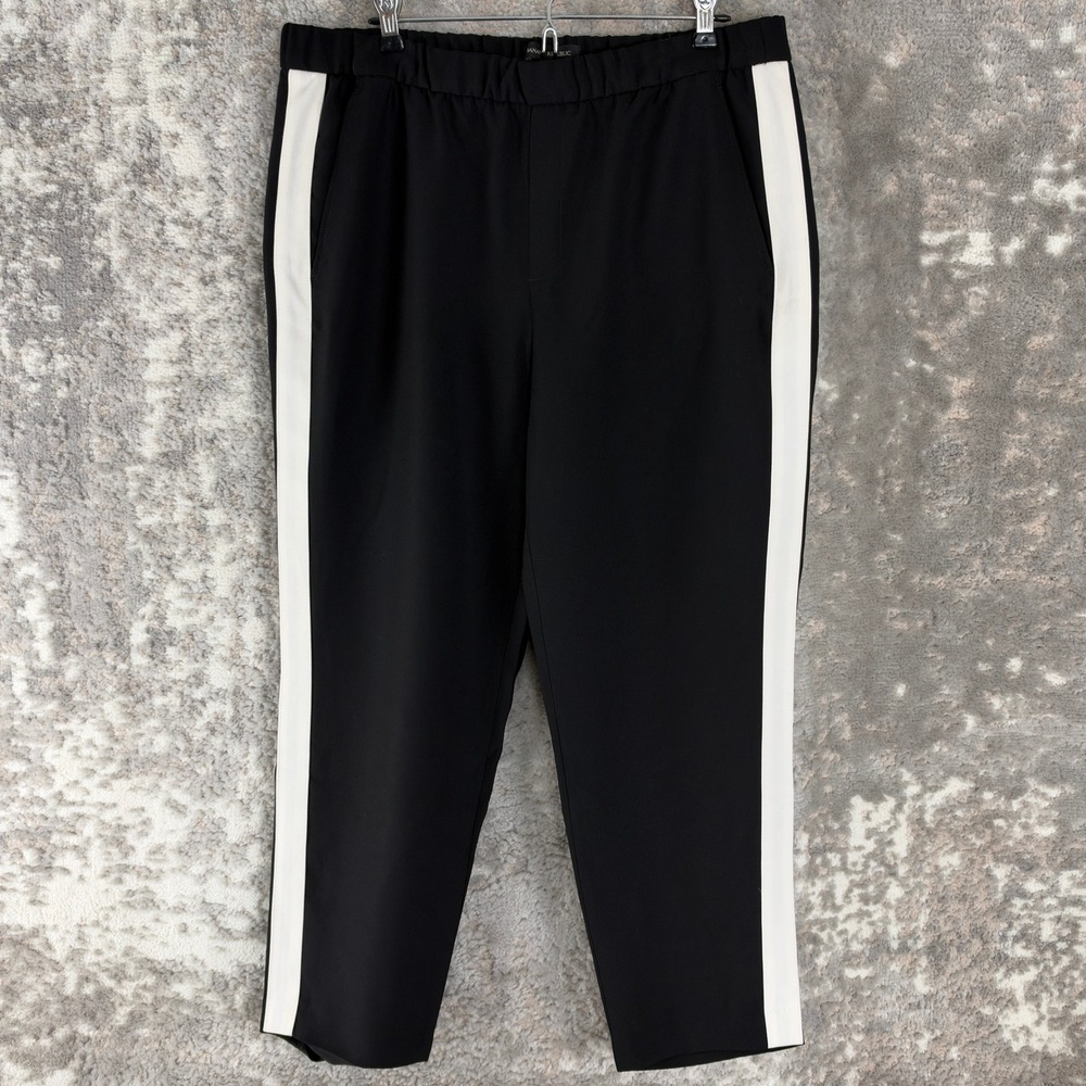 Banana Republic Size L Side Stripe Tuxedo Ankle Trousers Pants Black Women